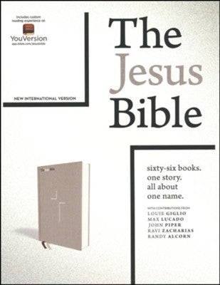 NIV The Jesus Bible Comfort Print gray cloth over board. 9.5-point text size