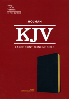 KJV Large Print Thinline Bible Black Genuine Leather. 10 point font