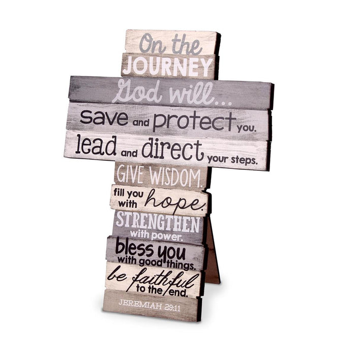 Journey Stacked Wood desktop cross