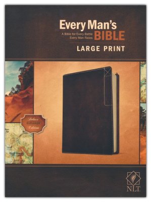 NLT Every Mans Bible Large Print Rustic brown leatherlike 9 point font