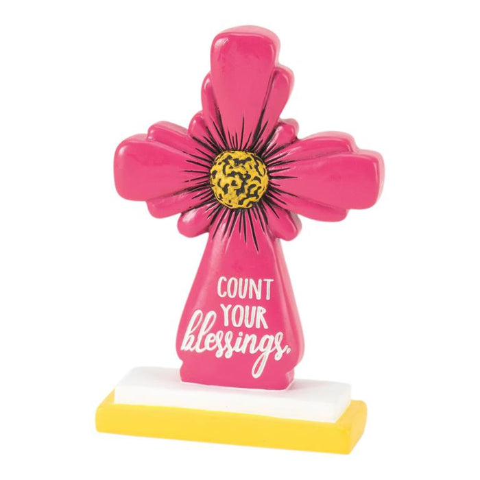 Count Your Blessings tabletop cross resin 10.5cm
