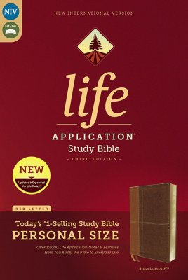 NIV Life Application Study Bible Personal Size brown leathersoft 3rd edition red letter edition