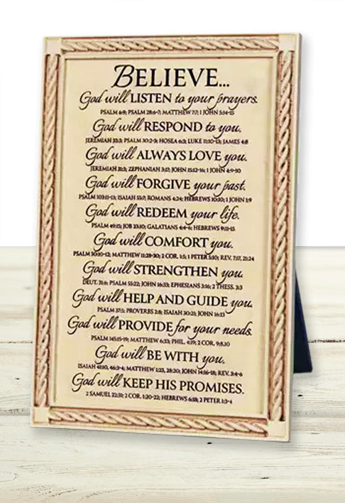 Believe Cast Stone Word Study Plaque various verses — Christian ...
