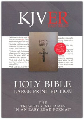 KJVER Large Print Bible Cross design coffee ultrasoft 12 point font ...