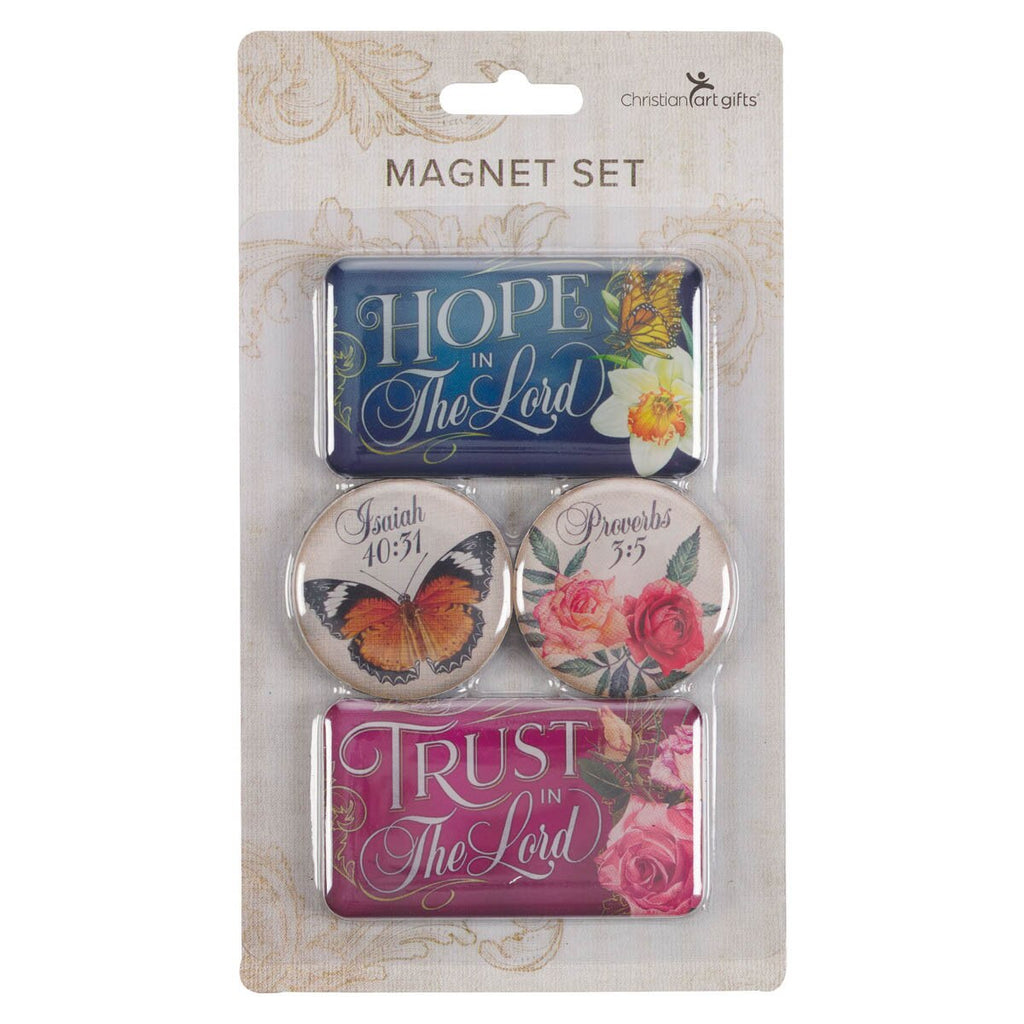 Hope and Trust Floral Assorted Magnet Set - 4 Magnets