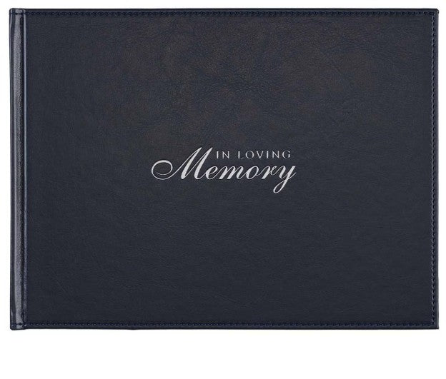 In Loving Memory Navy Faux Leather Medium Guest Book — Christian ...