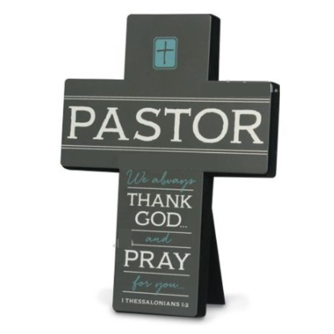 Pastor Gray Metal Desktop Cross 1 Thessalonians 1:2 — Christian ...