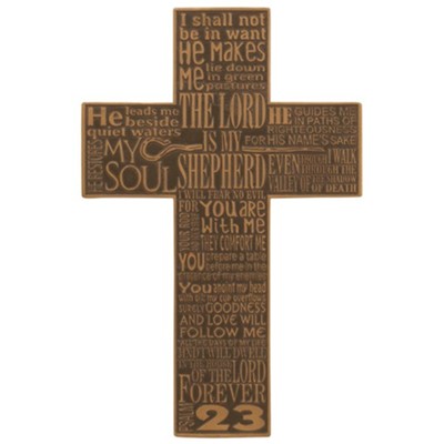 Psalm 23 The Lord is My Shepherd Wall Cross bronze colour finish