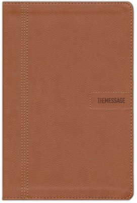 Message Slimline Bible Saddle Tan Leather Look 9.69 point font